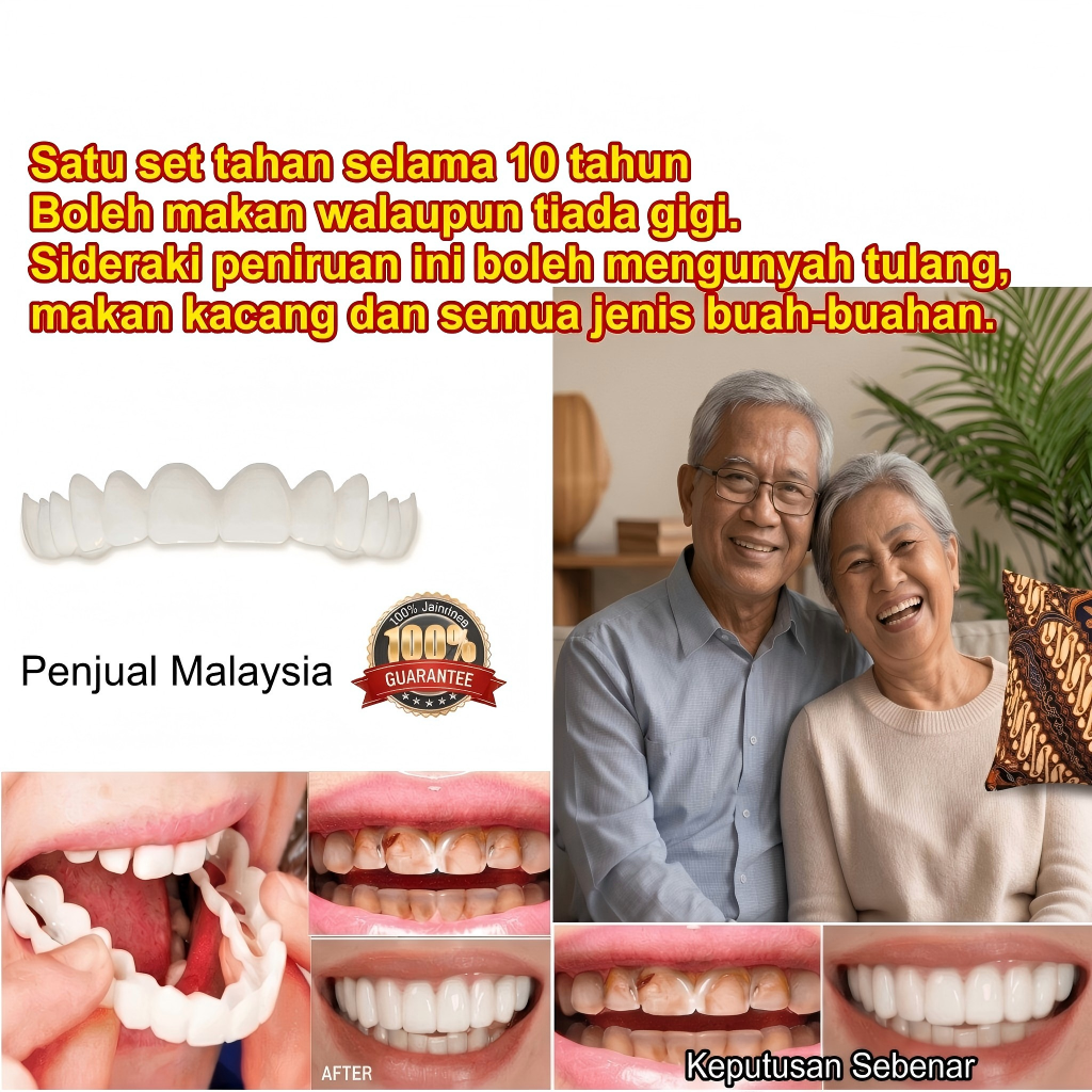 Gigi Palsu : Boleh Makan Daging & Kacang Tanpa Masalah! Set Import Premium Berkualiti Tinggi.