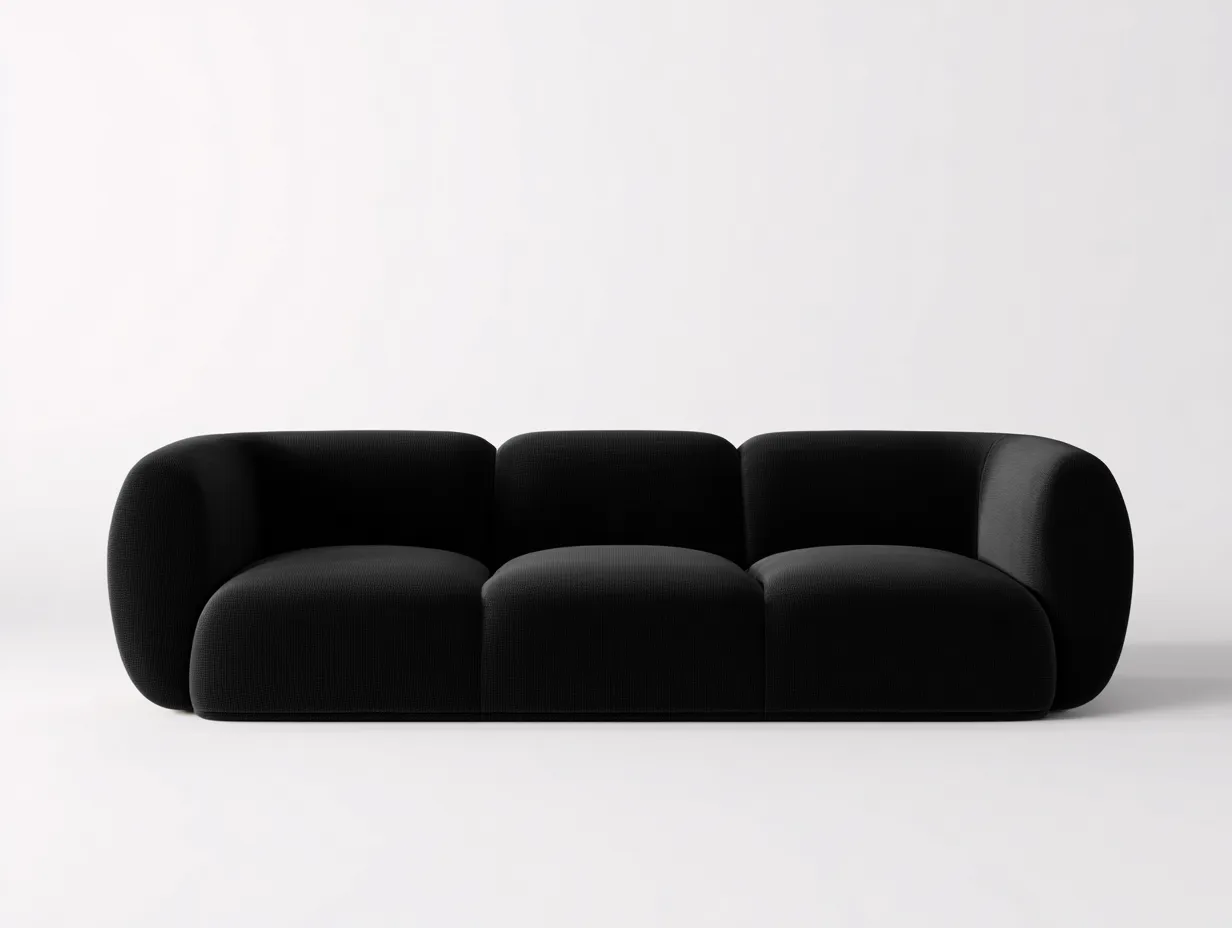3 Sitzer Sofas Sofa-Stoff-228 x 100 x 76 cm-Schwarz-Modern-Havenuphub