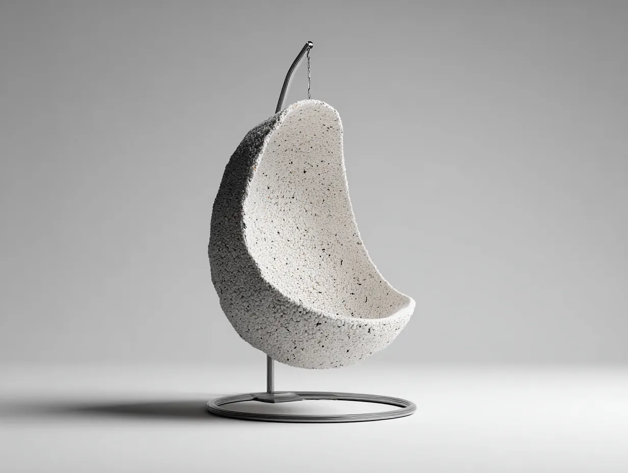 Hängesessel für Garten - Naturstein-Metall - 92x84x196 cm - Weiß-Grau-Schwarz - Modernes Design-Havenuphub