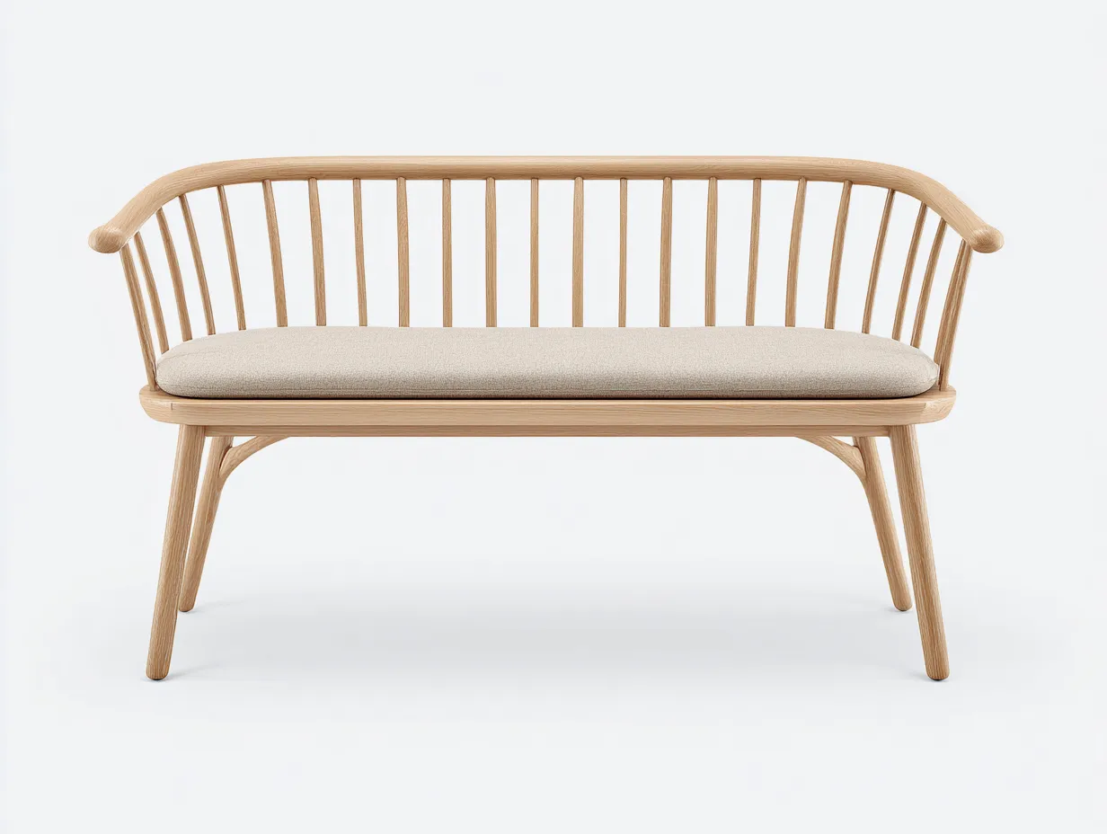 Gartenbank - Holz-Stoff - 140 x 56 x 84 cm - Naturholz-Beige - Skandinavischer Designstil-Havenuphub