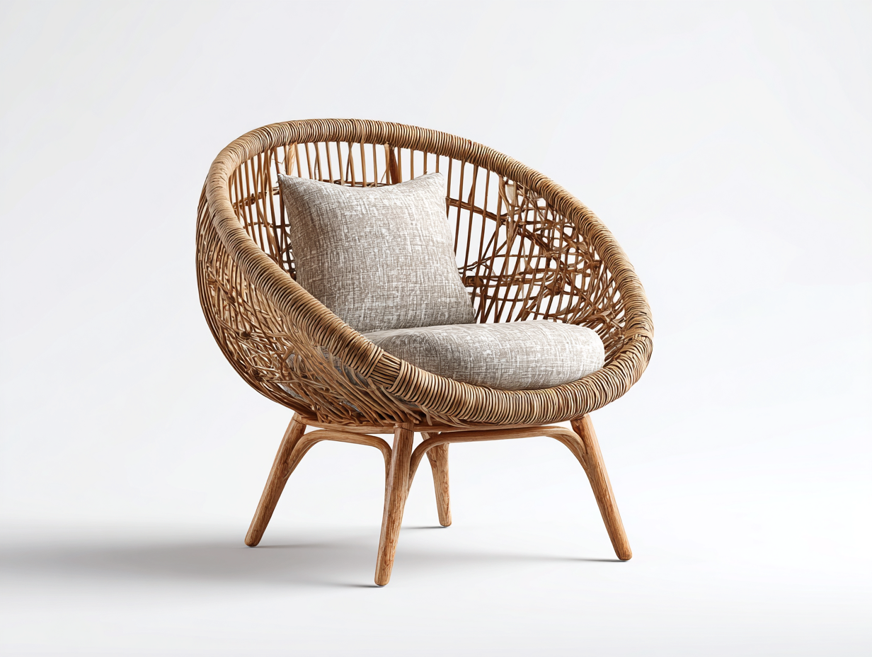 Sillones de ratán natural 80x75x85 cm - marrón y beige - sillón individual diseño moderno para interior y exterior-Havenmyhub