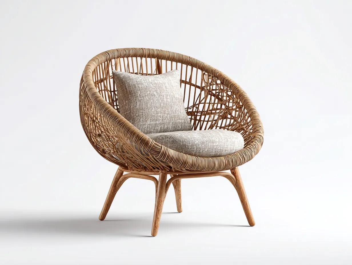 Sillones de ratán natural 80x75x85 cm - marrón y beige - sillón individual diseño moderno para interior y exterior-Havenmyhub