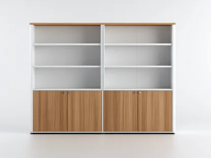 Estantería de madera 180x40x150 cm blanco madera con armarios para salón estilo moderno-Havenmyhub