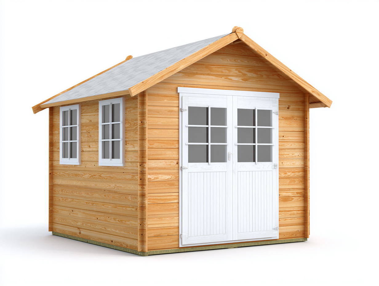 Casetas de jardín madera 250x200x220 cm color natural-blanco apto para exterior diseño clásico con ventanas-Havenmyhub