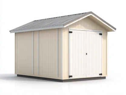 Casetas de jardín de metal 210x180x200 cm - beige-blanco - diseño resistente con 2 puertas-Havenmyhub