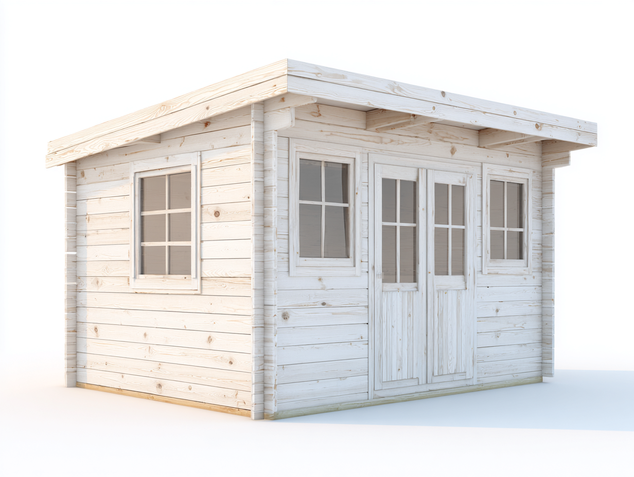 Casetas de jardín de madera 300x240x220 cm - blanco - diseño moderno con 2 puertas y 3 ventanas-Havenmyhub