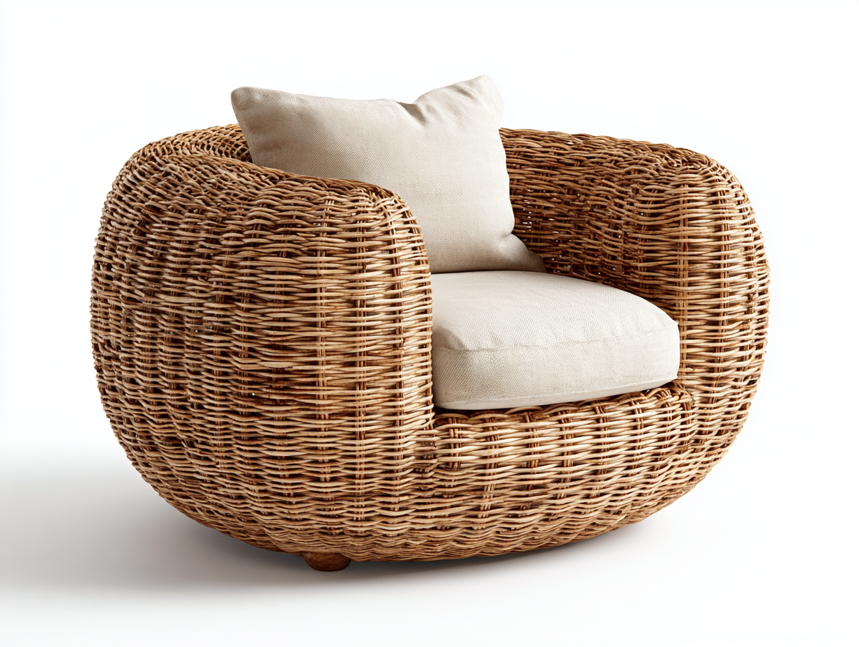 Sillones de ratán ratán natural 90x85x75 cm marrón beige interior - diseño moderno-Havenmyhub