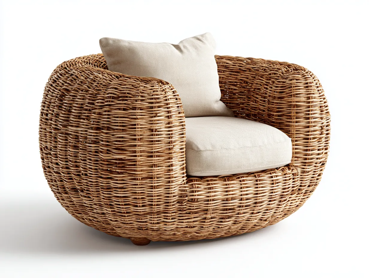 Sillones de ratán ratán natural 90x85x75 cm marrón beige interior - diseño moderno-Havenmyhub