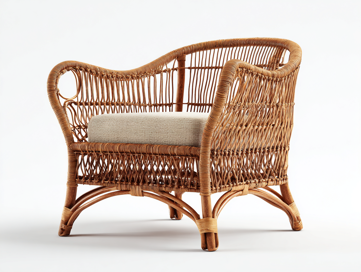 Sillones de ratán natural 85x70x80 cm color marrón-beige apto para salón diseño clásico-Havenmyhub