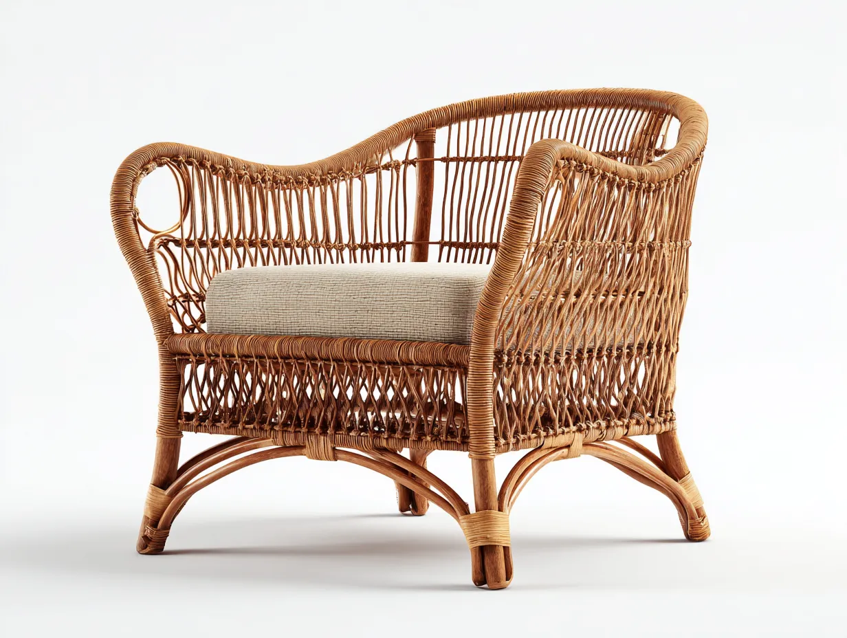 Sillones de ratán natural 85x70x80 cm color marrón-beige apto para salón diseño clásico-Havenmyhub