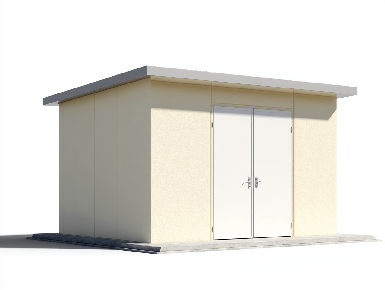 Casetas de jardín metal 240x180x210 cm - beige y blanco - 2 puertas diseño moderno para exterior-Havenmyhub