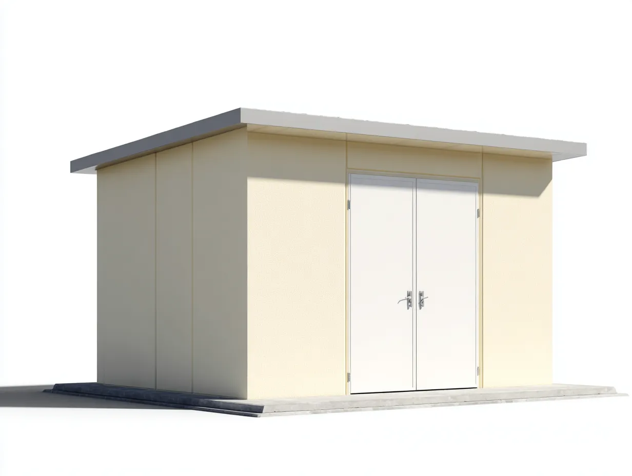 Casetas de jardín metal 240x180x210 cm - beige y blanco - 2 puertas diseño moderno para exterior-Havenmyhub