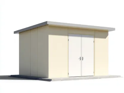 Casetas de jardín metal 240x180x210 cm - beige y blanco - 2 puertas diseño moderno para exterior-Havenmyhub