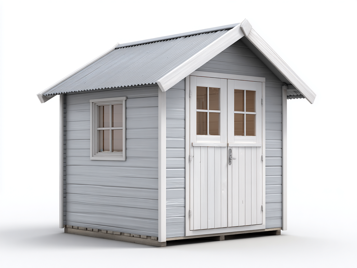 Casetas de jardín madera 200x150x210 cm color gris-blanco apto para exterior diseño clásico con ventana-Havenmyhub