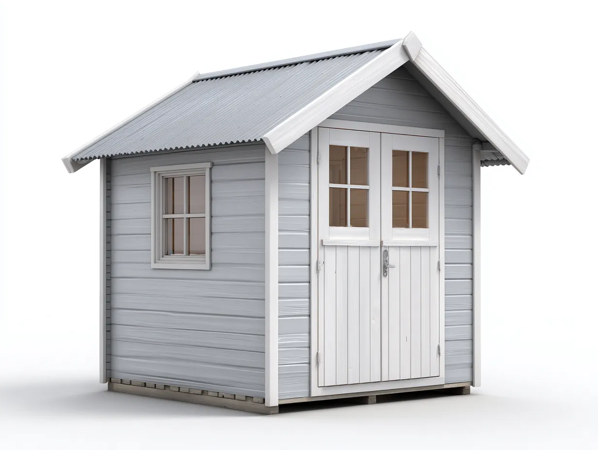 Casetas de jardín madera 200x150x210 cm color gris-blanco apto para exterior diseño clásico con ventana-Havenmyhub