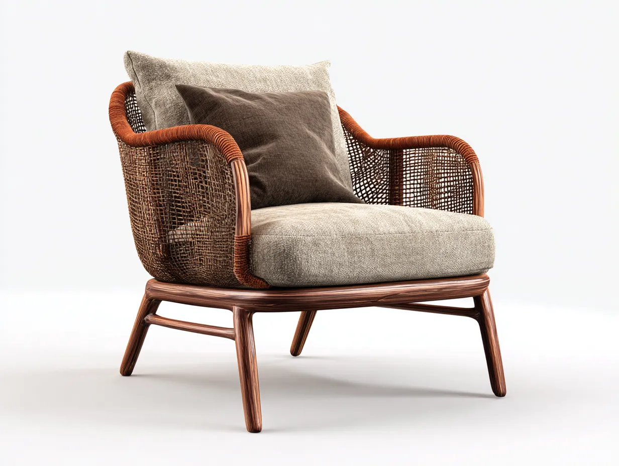 Sillones de ratán ratán madera 85x80x78 cm marrón beige interior - diseño moderno-Havenmyhub