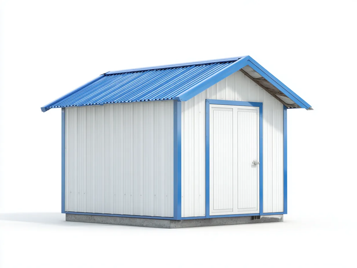 Casetas de jardín metal 250x200x220 cm - blanco y azul - 1 puerta diseño moderno para exterior-Havenmyhub