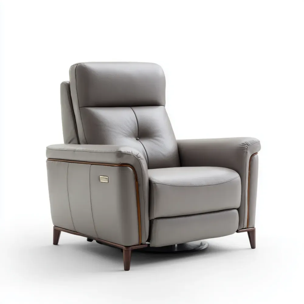 Relaxsessel Leder Hellgrau