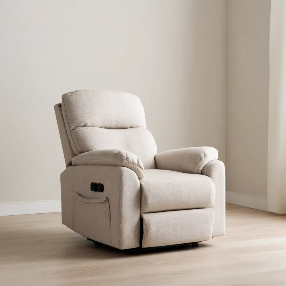 Liegesessel Metallrahmen Stoff Beige