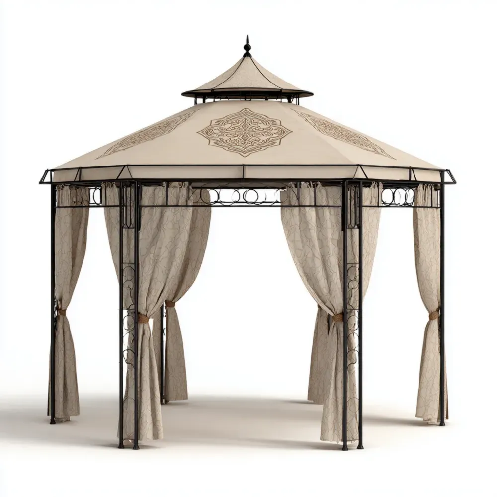 Gartenpavillon Metall mit Polyesterbespannung - Beige