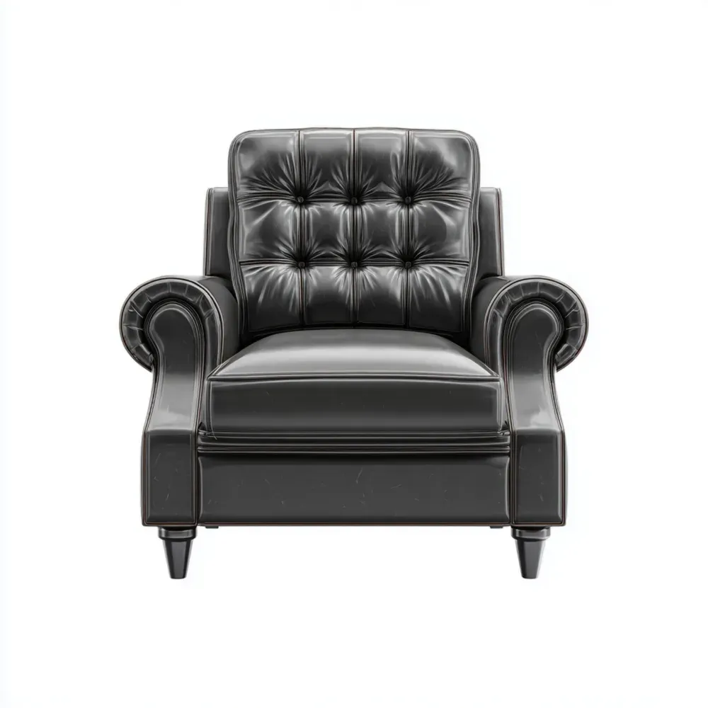 Sillón de cuero 95x90x85 cm - Negro - Diseño clásico