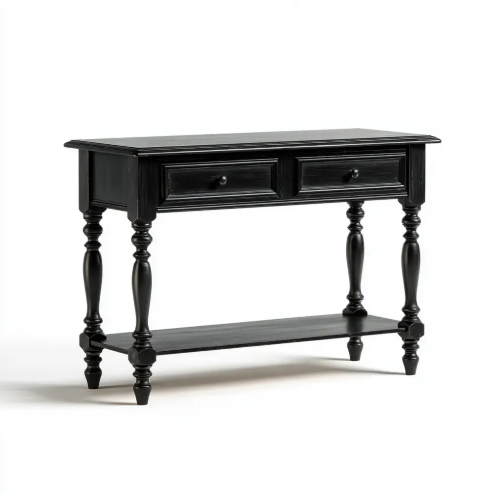 Mesa Consola de Madera 100x35x75 cm - Negro - Estilo Clásico
