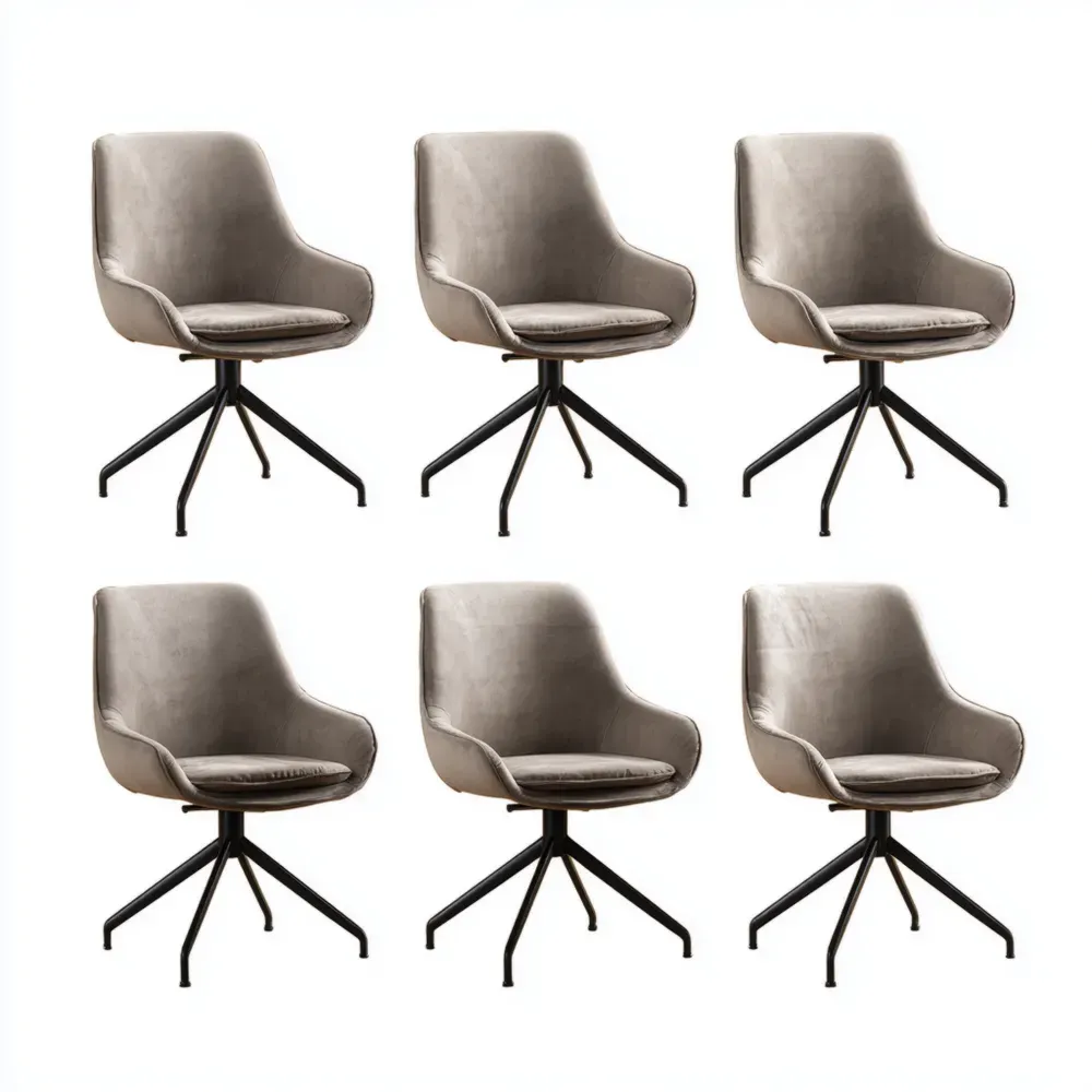 Sillas de Comedor Giratorias Tapizadas 57x60x85 cm Set de 6 - Terciopelo Gris Moderno