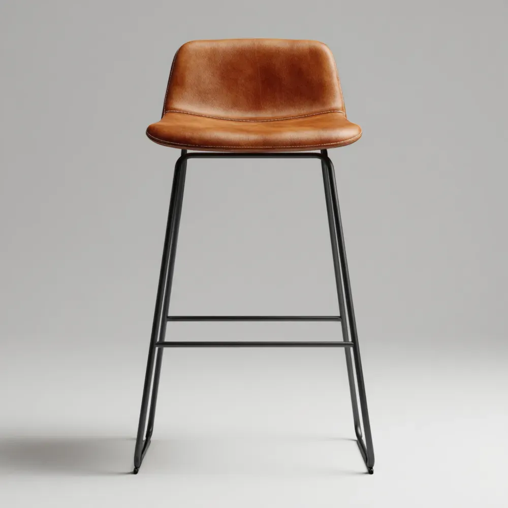 Taburete de bar 60x45x100 cm - Cuero Marrón - Estilo Industrial