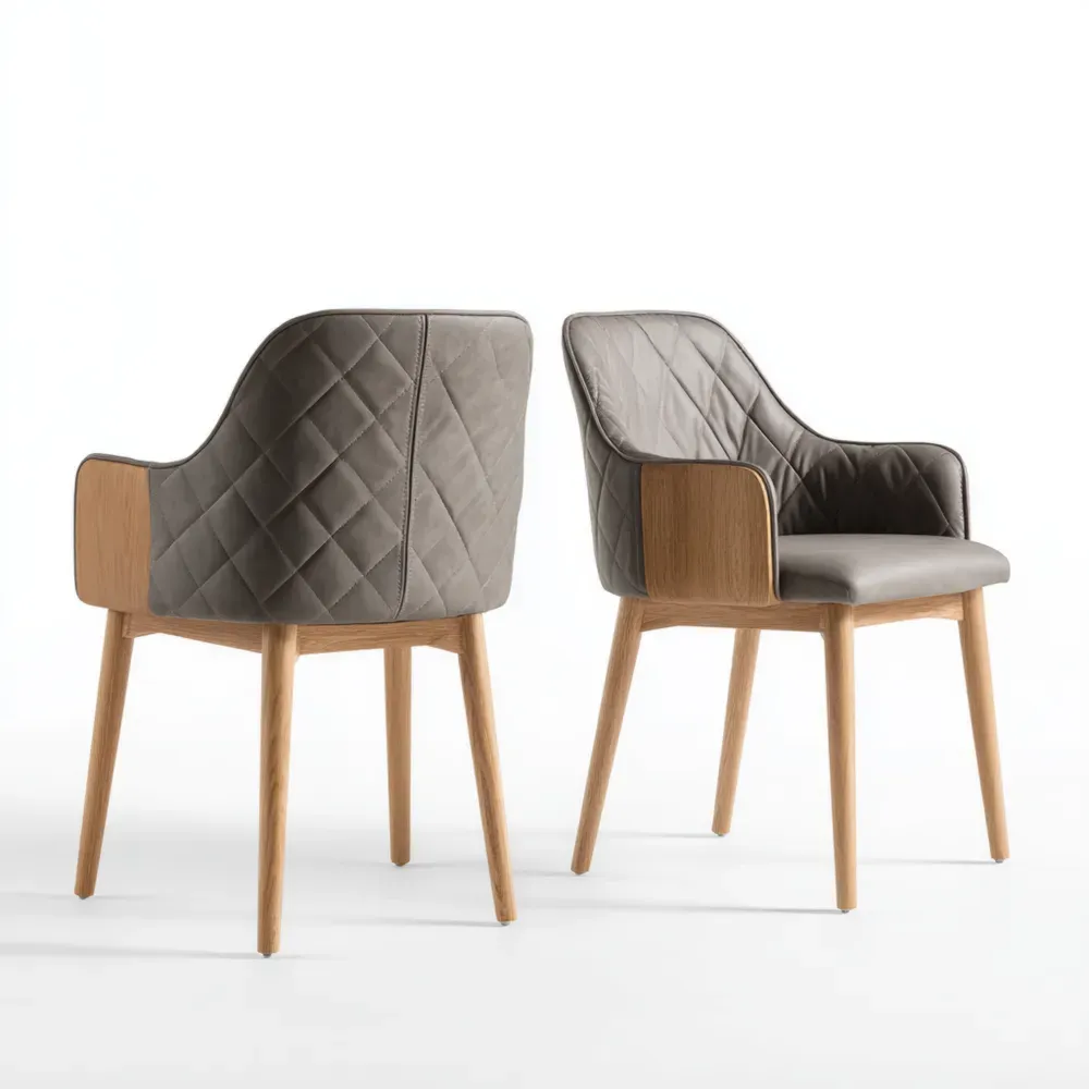 Sillas de comedor de 60x60x85 cm – Cuero sintético – Gris Oscuro