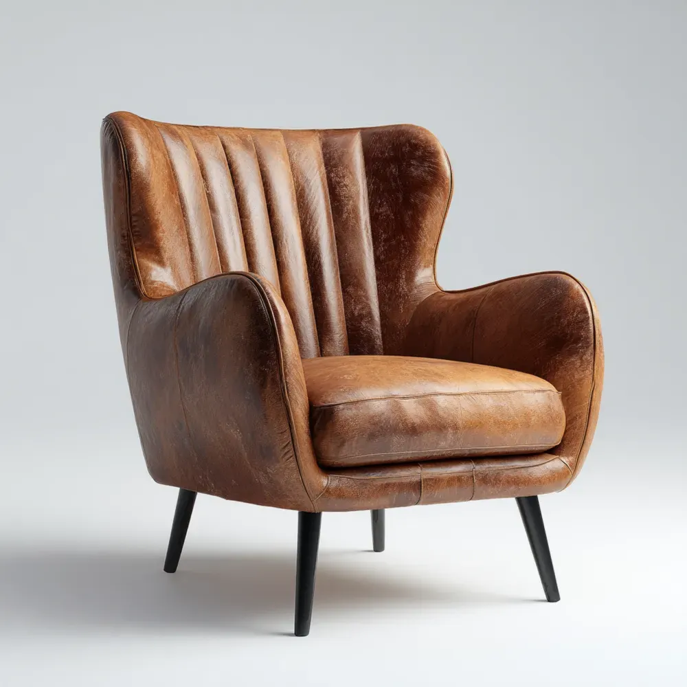 Sillón de Cuero Vintage Marrón - Diseño Retro 75x85x90 cm