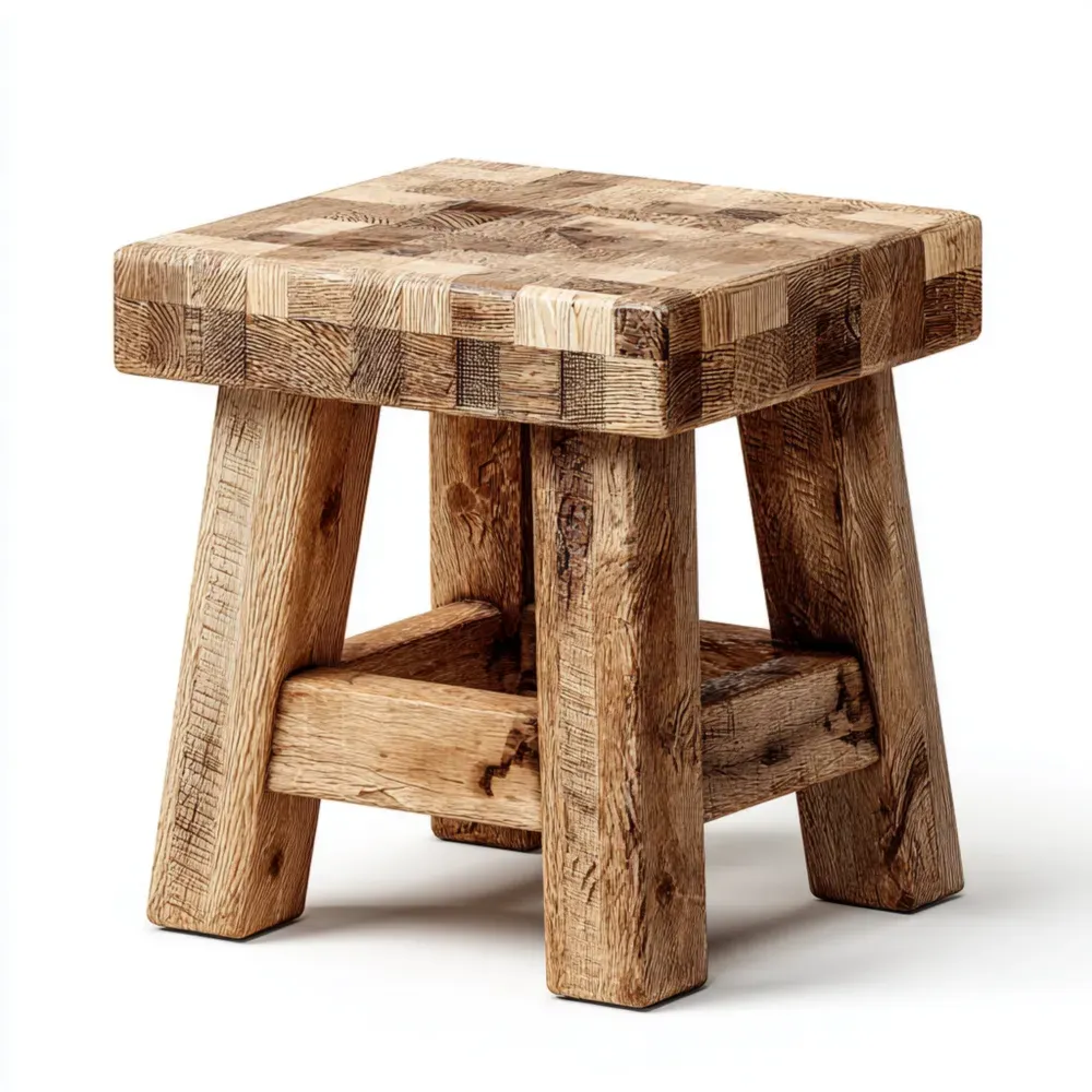 Mesa Auxiliar de Madera Maciza 40x40x45 cm - Marrón - Diseño Rústico