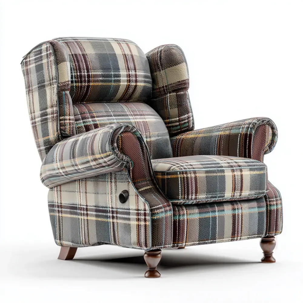 Sillón Reclinable Tapizado Tela Escocesa 85x95x105 cm – Diseño Clásico