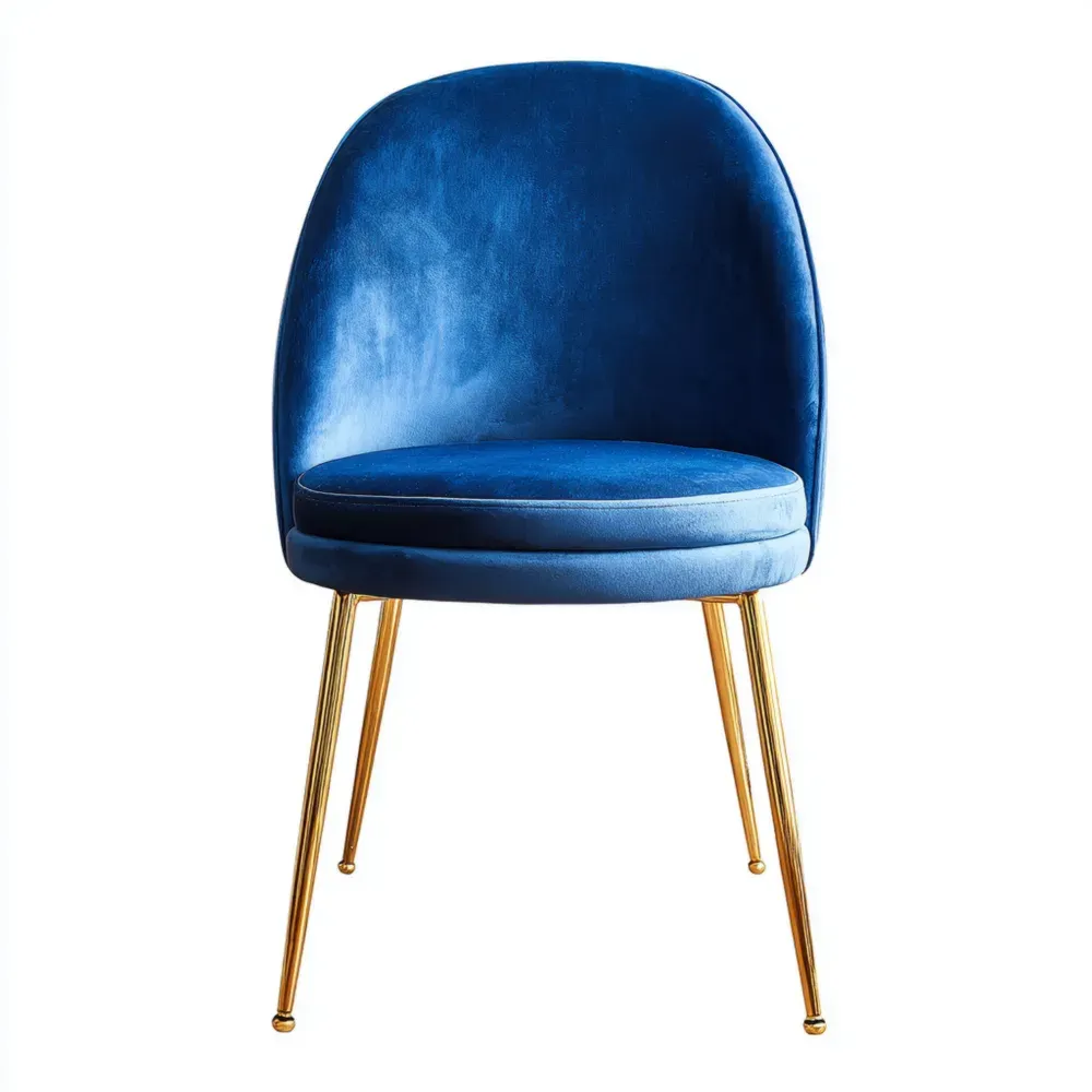 Silla de comedor terciopelo azul 45x40x85 cm - Diseño moderno