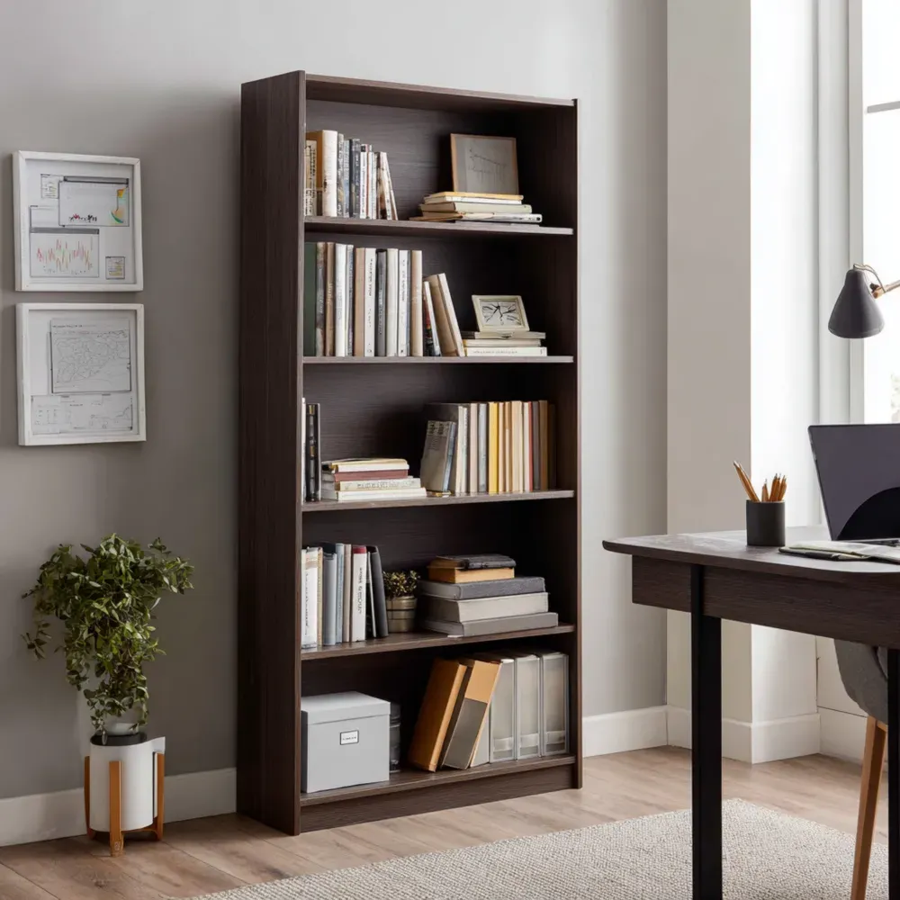 Estantería de madera 180x90x30 cm - Color Marrón Oscuro-Lumviy