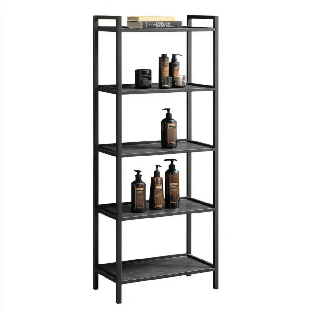 Estantería de metal 60x30x148 cm Negro - Diseño moderno de 5 niveles-Lumviy