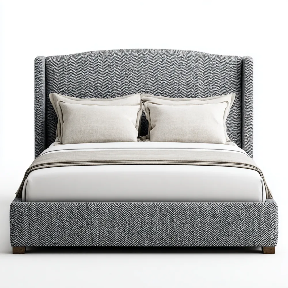 Cama Doble Tapizada 200x150x120 cm - Gris - Diseño Moderno-Lumviy