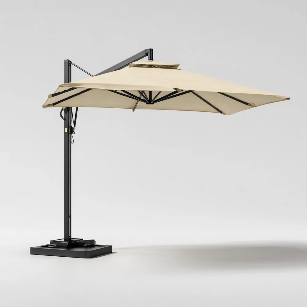 Parasol Colgante Resistente Aluminio 300x300x300 cm - Beige - Diseño Moderno-Lumviy