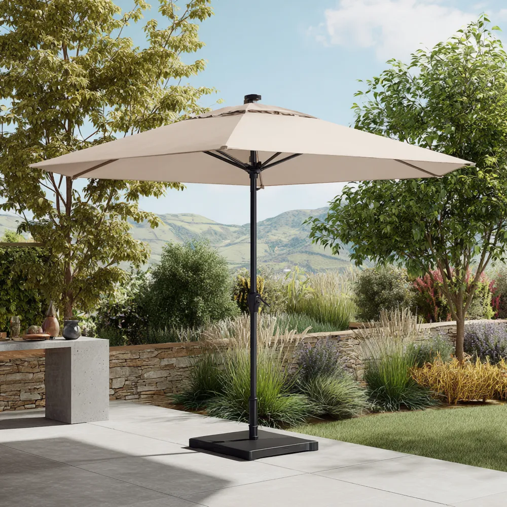 Parasol de patio 300x300x250 cm – Beige – Diseño moderno-Lumviy