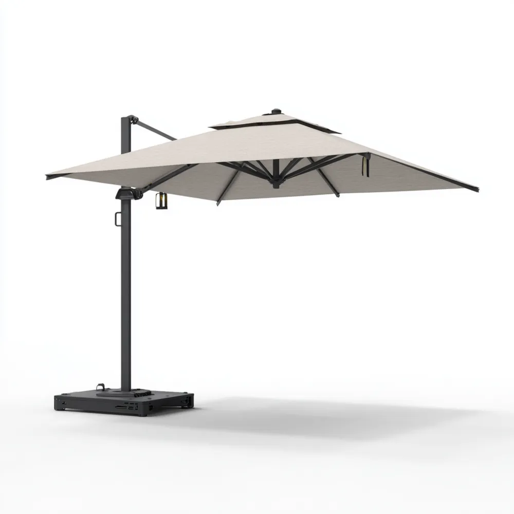 Sombrilla de Jardín 300x300x250 cm Tela Impermeable Beige - Ajustable-Lumviy