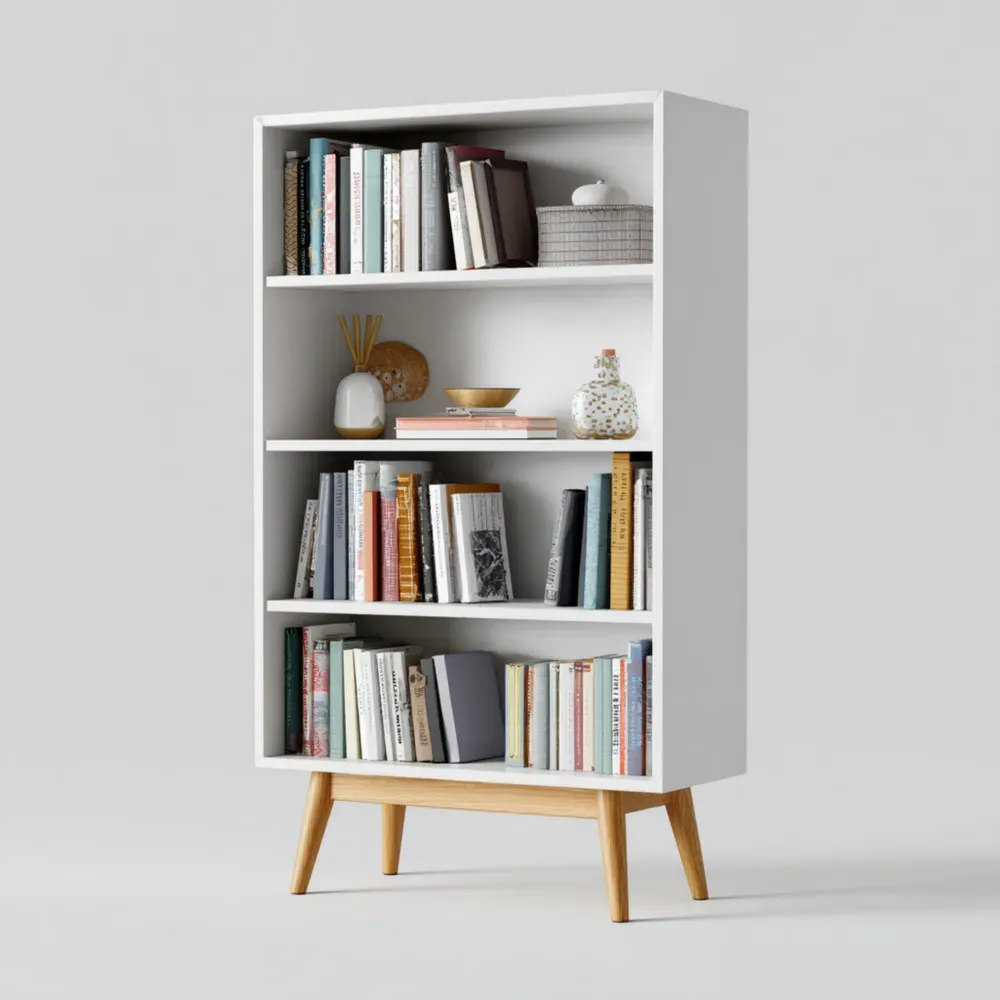 Estantería de Madera 150x80x35 cm - Blanco - Diseño Contemporáneo-Lumviy