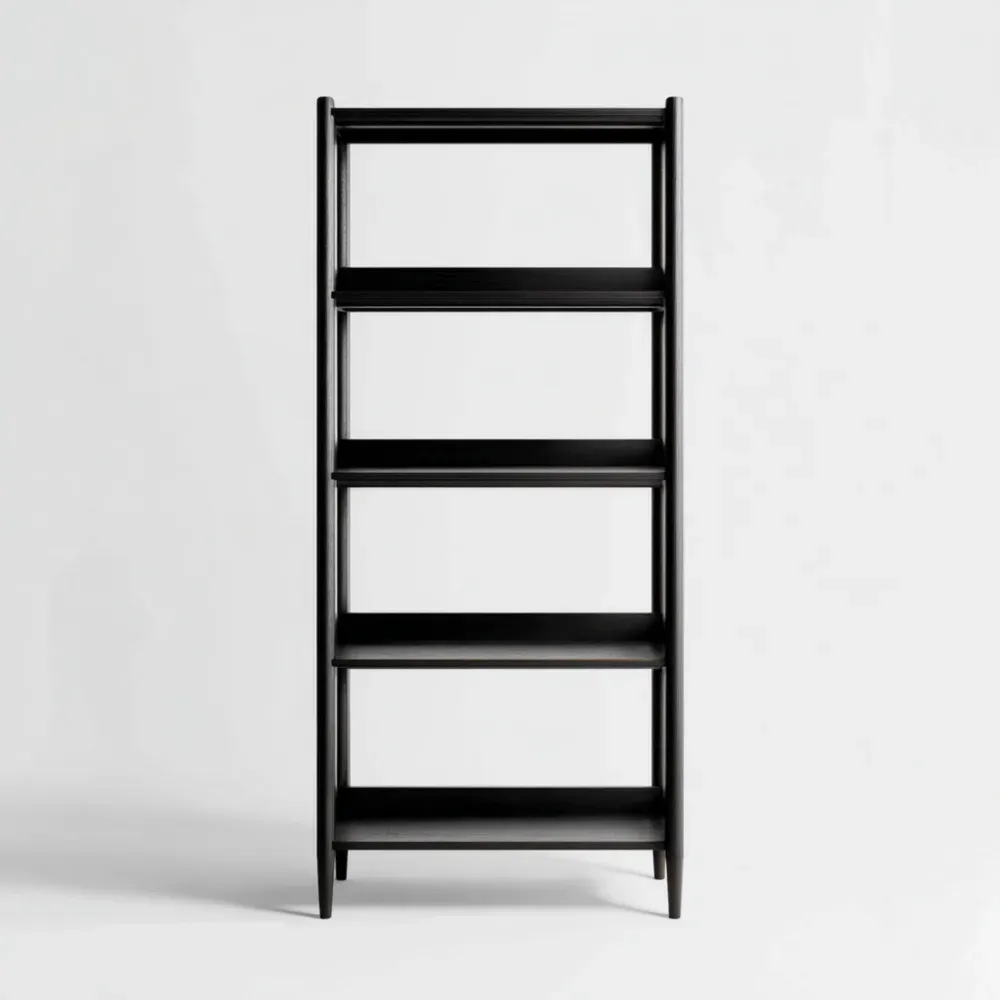 Estantería de madera 4 niveles 185x80x35 cm - Negro - Diseño contemporáneo-Lumviy