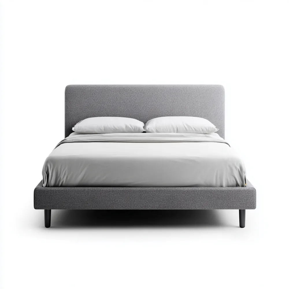 Cama Doble Tapizada 150x200x100 cm – Gris – Diseño Moderno-Lumviy