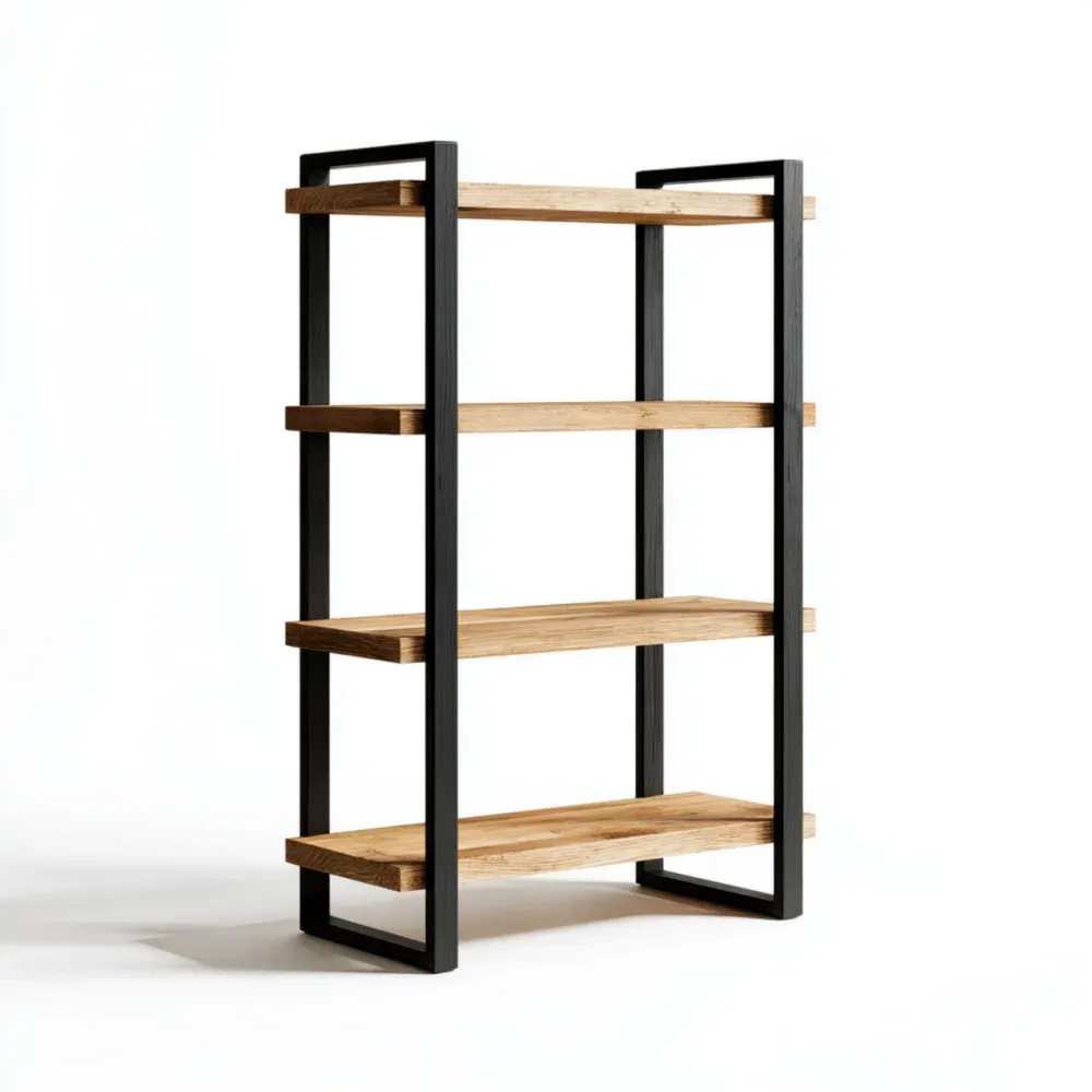 Estantería de madera y metal 60x30x120 cm – Roble y Negro – Diseño industrial-Lumviy