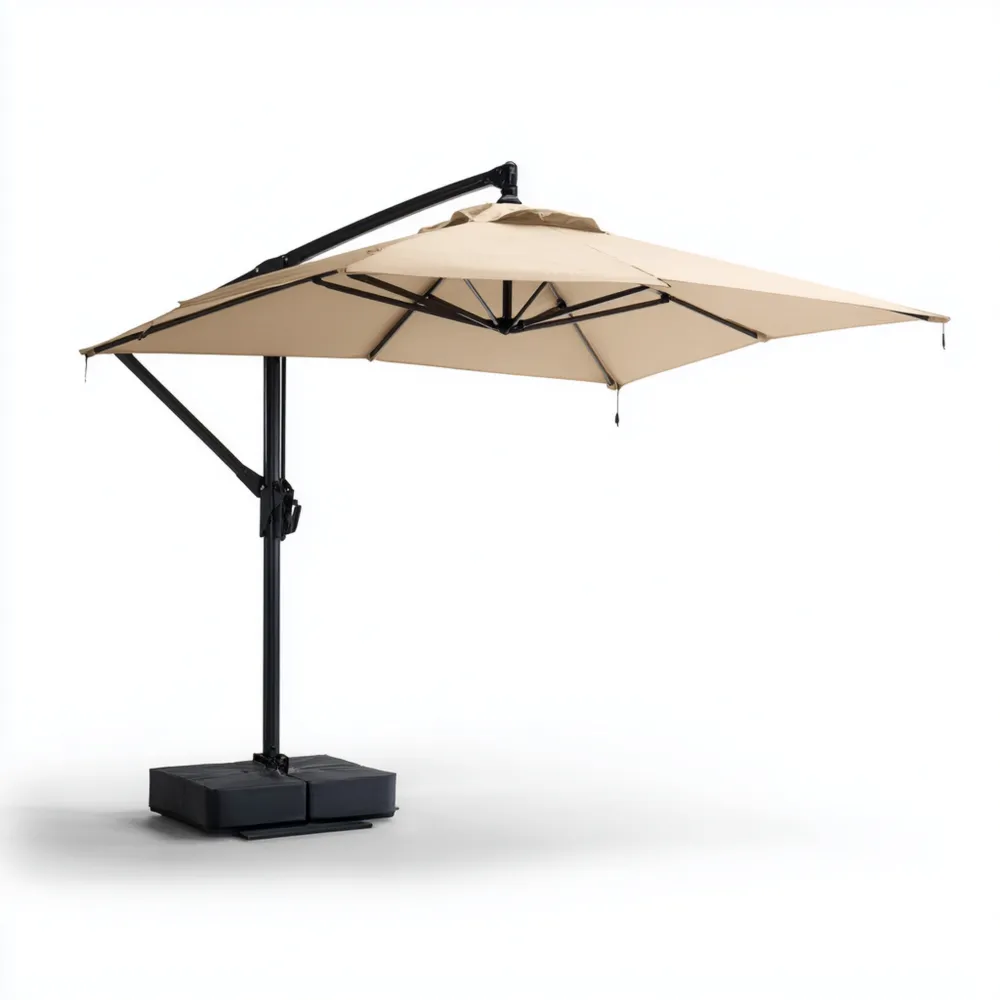 Sombrilla de jardín colgante Aluminio 3x3x2.5 m – Beige – Rotación 360 grados-Lumviy