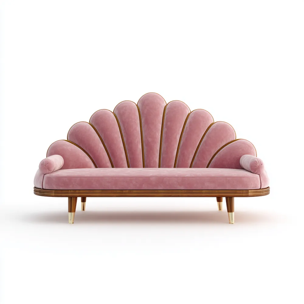 Sofá tapizado en terciopelo 150x75x90 cm – Rosa – Estilo moderno-Finehomly