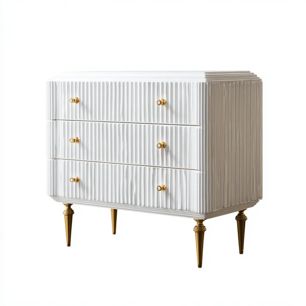 Cómoda de Madera Blanca 80x40x90 cm 3 Cajones - Diseño Moderno-Finehomly