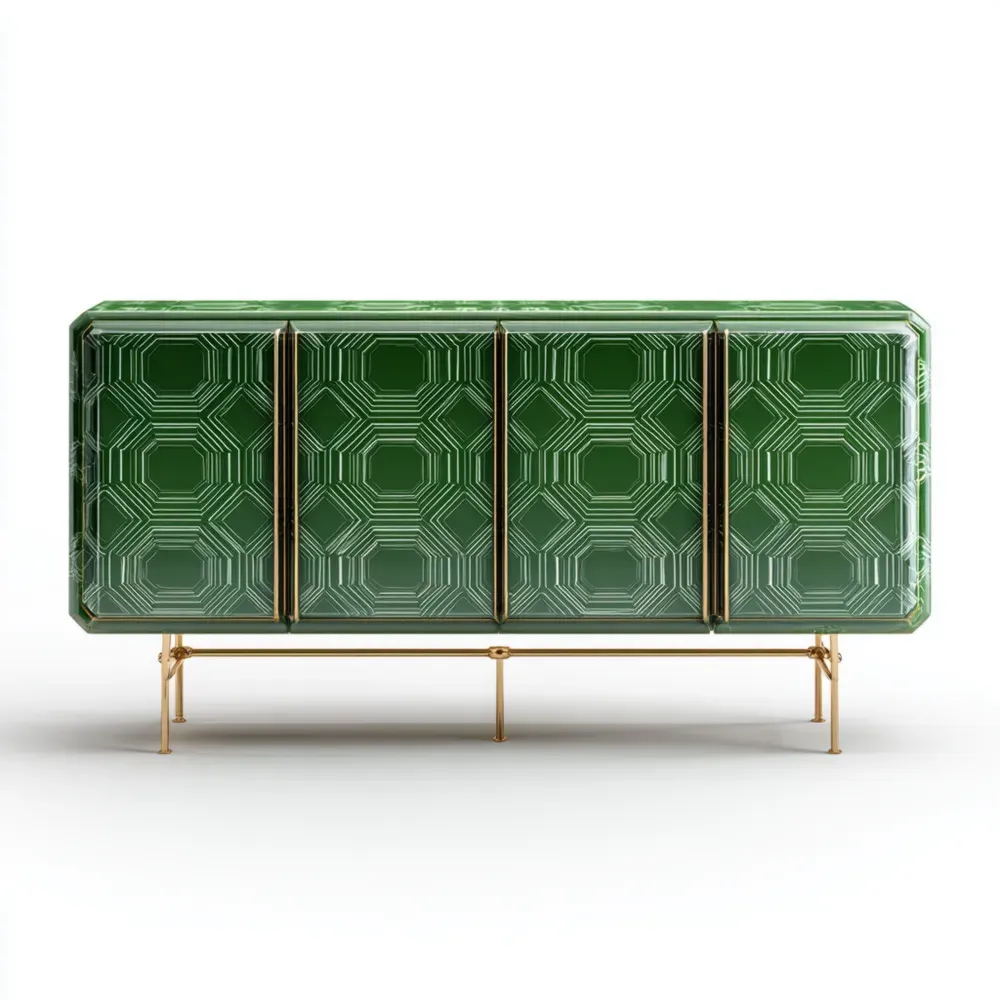 Aparador de cerámica 120x40x80 cm - Verde - Diseño Moderno-Finehomly