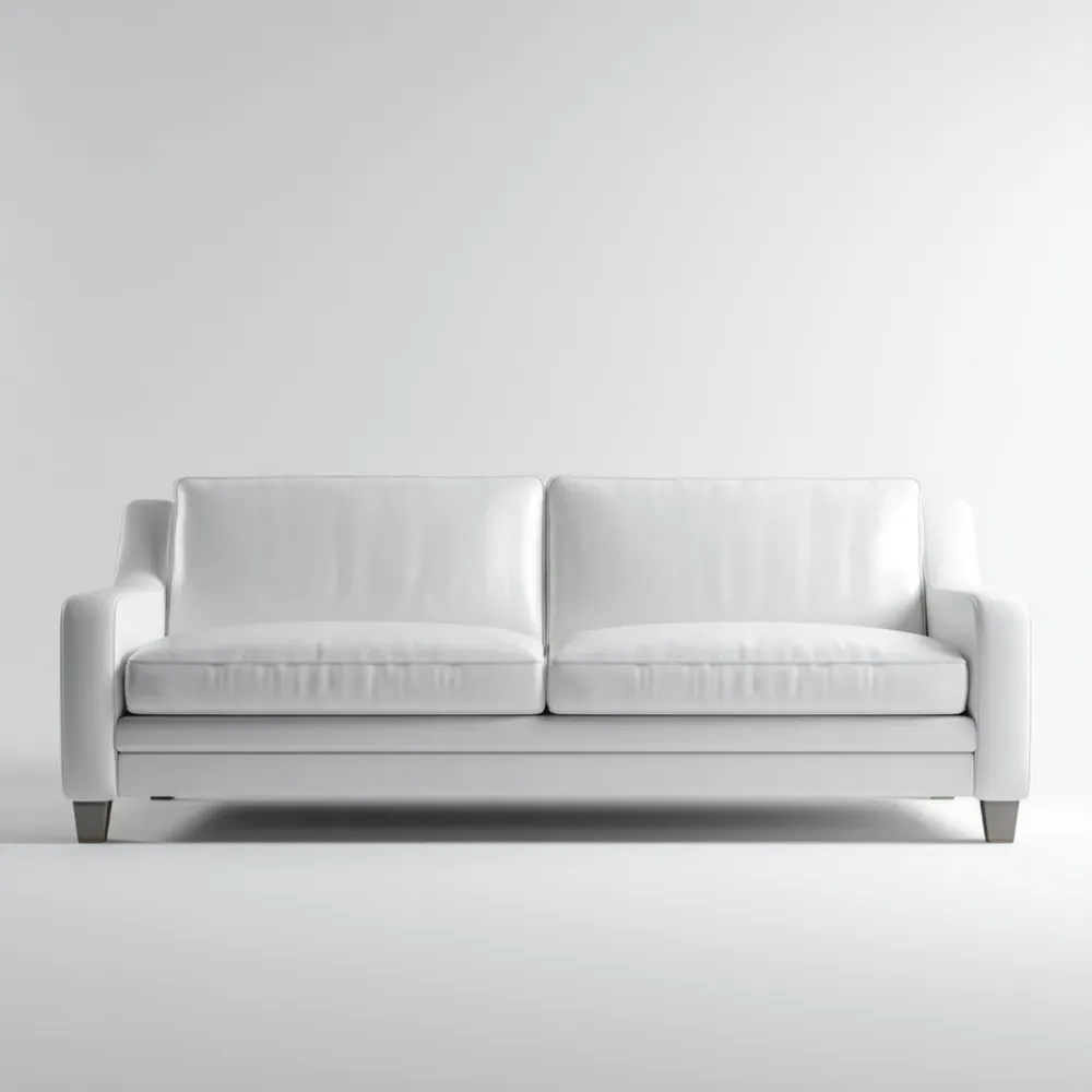 Sofá de Tres Plazas de Cuero 200x90x85 cm – Blanco – Diseño Moderno-Finehomly