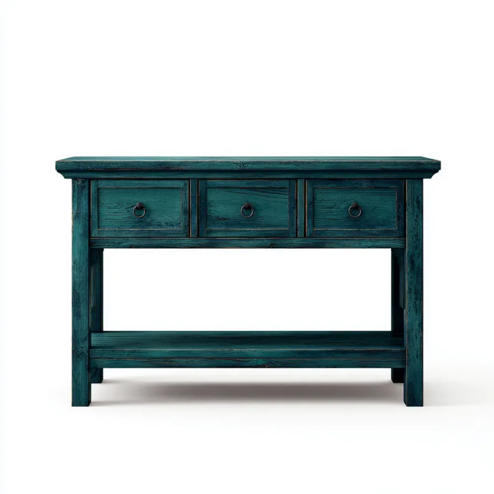 Consola de Madera Recuperada 110x35x80 cm - Azul Vintage - Estilo Rústico-Finehomly