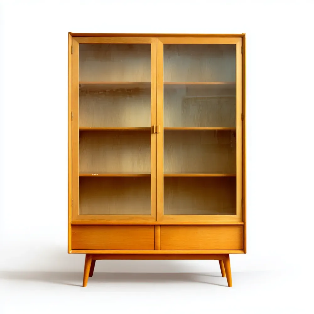 Vitrina de Madera 120x40x180 cm - Madera Natural y Cristal Templado-Finehomly